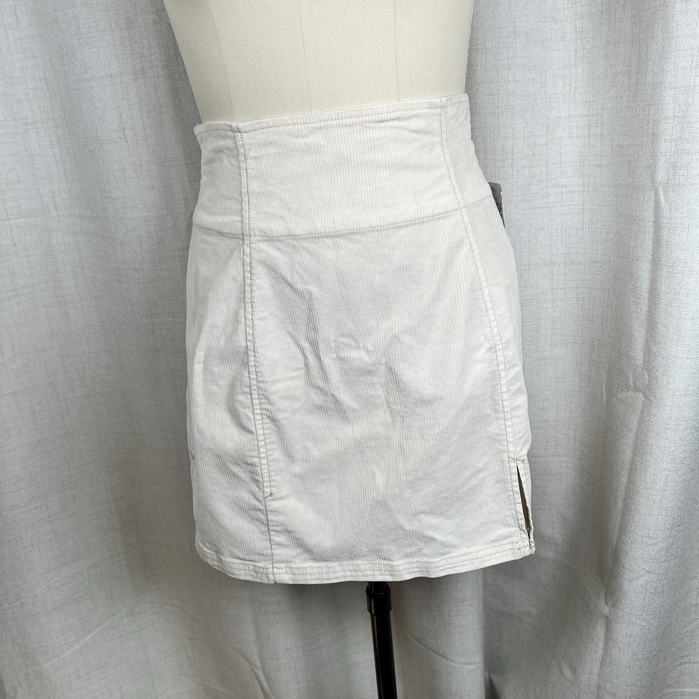 NEW!‎ Free People Holding On To A Dream Corduroy Slit Mini Skirt Cream 6 Preppy